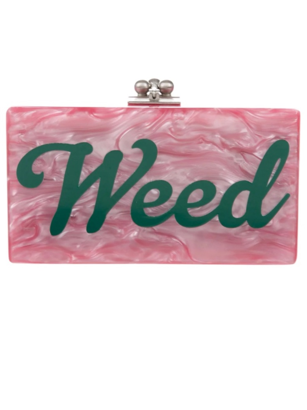 NWT Edie Parker Jean “WEED” Pink Lucite Acrylic Box Clutch